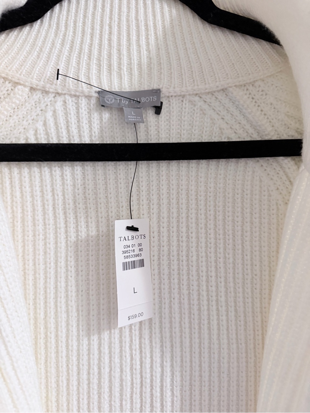 Talbots Cream Full-Zip Ribbed Knit Jacket - Picture 9 of 10